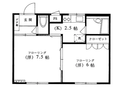 サヌール駒沢(2K/1階)の間取り写真