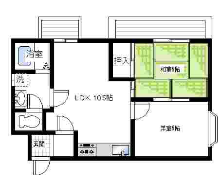 ABCライフ東岸和田(2LDK/4階)の間取り写真