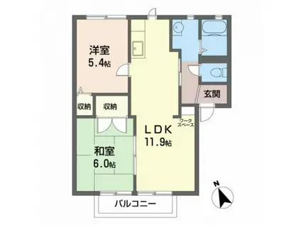 オンス小垣内B(2LDK/2階)の間取り写真