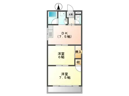 コーポ三喜A(2DK/1階)の間取り写真