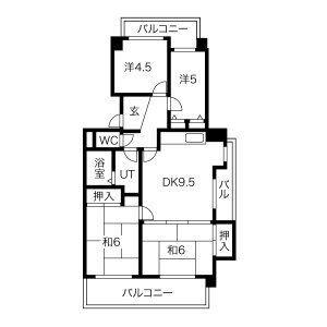 ベルメゾン極楽(4LDK/4階)の間取り写真