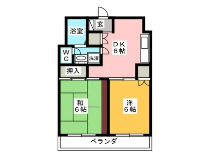 アイディルII(2DK/1階)の間取り写真