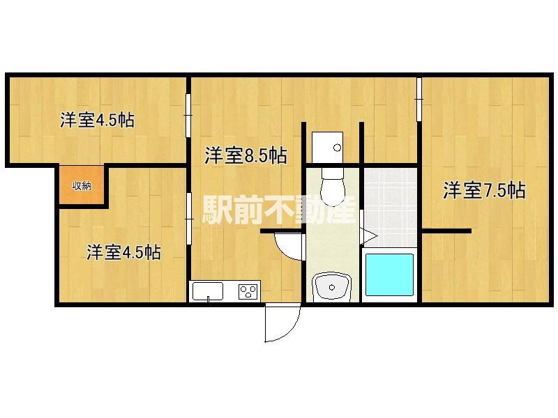 太宰府テラス(3DK/1階)の間取り写真