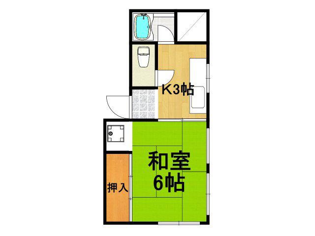 奥田コーポ(1DK/2階)の間取り写真