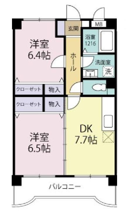 アポロ空港HILL(2DK/3階)の間取り写真