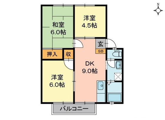 コーポアド(3DK/2階)の間取り写真