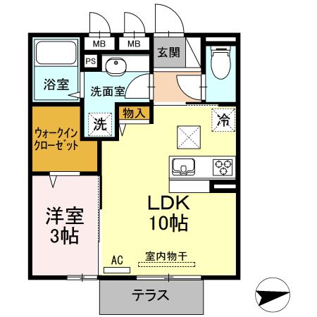 ベイ ブランシェ白楽町(1LDK/1階)の間取り写真