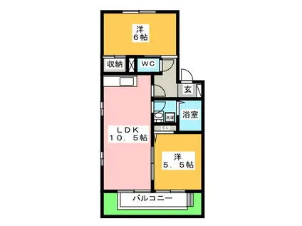 ファミールHARA B(2LDK/1階)の間取り写真