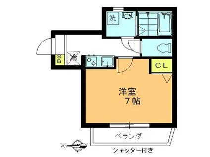 ラ・スペランザ・ドゥーエ(1K/1階)の間取り写真