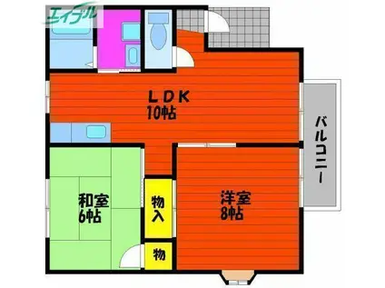 グランドゥールクロズミB(2LDK/1階)の間取り写真