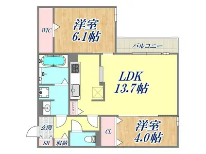 LA MAISON青木町1(2LDK/3階)の間取り写真