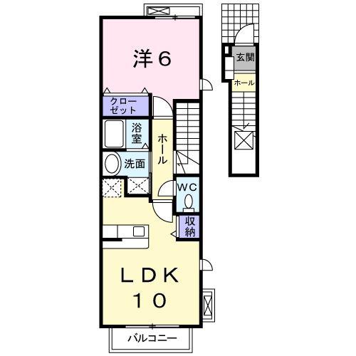 フレイムM・A I棟(1LDK/2階)の間取り写真