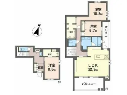 メゾン御影郡家之社(3LDK/1階)の間取り写真