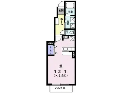 フロントフィールド2番館(ワンルーム/1階)の間取り写真