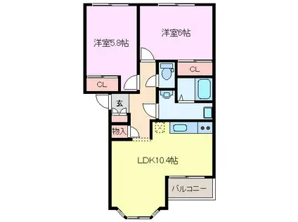 グランバード(2LDK/2階)の間取り写真