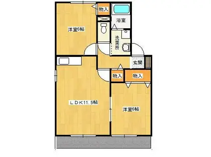 ボナール(2LDK/2階)の間取り写真