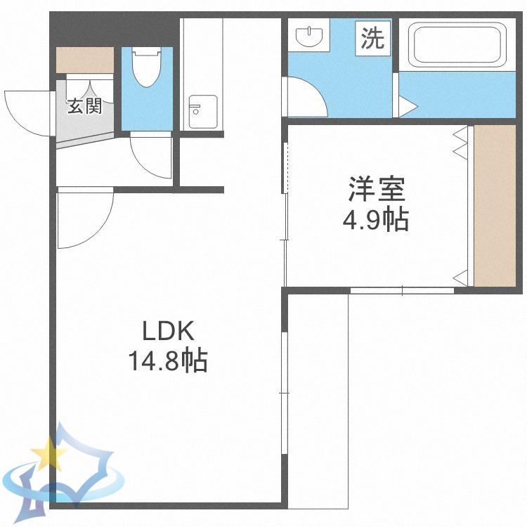 ZABO HILLS KITAMARUYAMA(1LDK/1階)の間取り写真