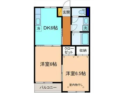 プラムガーデン(2DK/2階)の間取り写真