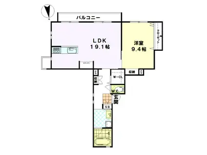 メゾンアジュール(1LDK/1階)の間取り写真