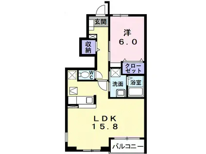 ミゾノカワA(1LDK/1階)の間取り写真