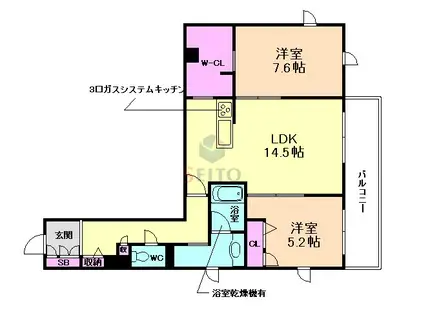 コンフォート南桜塚(2LDK/3階)の間取り写真