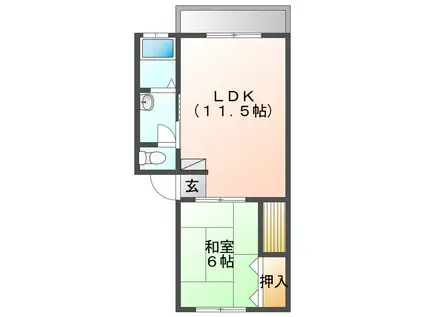 コーポTOKU(1LDK/2階)の間取り写真