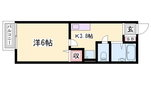 プレミールコートC棟(1K/2階)の間取り写真