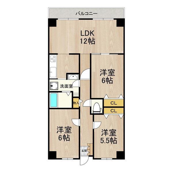 PHOENIX COURT 交野I(3LDK/3階)の間取り写真