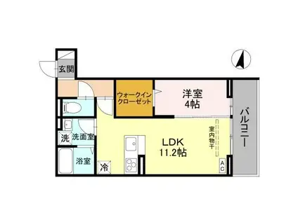 NOBLE VILLA鹿手袋(1LDK/2階)の間取り写真