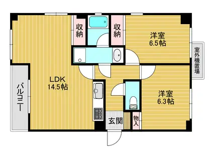 フォルム夙川グランデ(2LDK/2階)の間取り写真