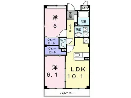 メゾン見川(2LDK/3階)の間取り写真