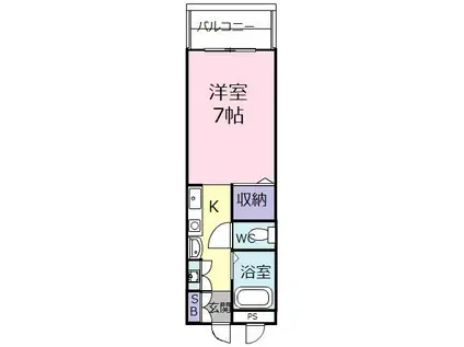 オーシャンI(1K/2階)の間取り写真