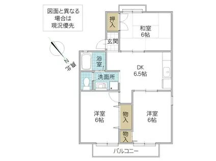 アネックス戸頭A(3DK/1階)の間取り写真