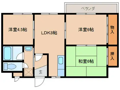 スカイハイツモリカワ(3LDK/4階)の間取り写真