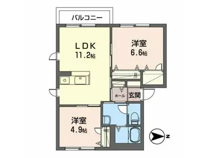 ヴィータD(2LDK/2階)の間取り写真