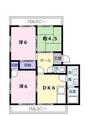 コーポ駅部田(3DK/2階)の間取り写真