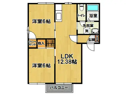 パインコート(2LDK/1階)の間取り写真