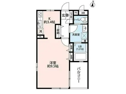 アムール BOIS(1K/1階)の間取り写真