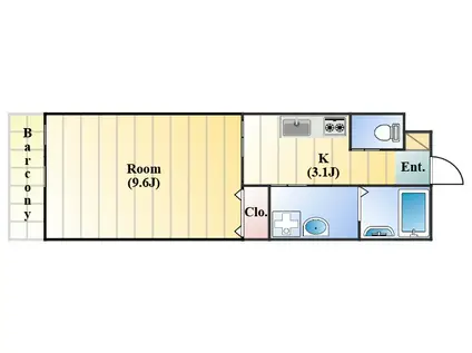 TAC FOREST(ワンルーム/2階)の間取り写真
