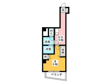 ゴールドサークル尾張町(1DK/4階)の間取り写真