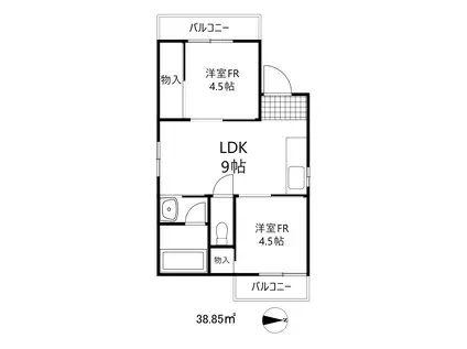 シャトレーゼ三宮(2LDK/4階)の間取り写真