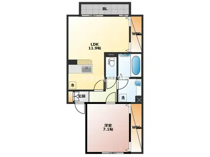 ラ・愛夏・ミミ(1LDK/2階)の間取り写真