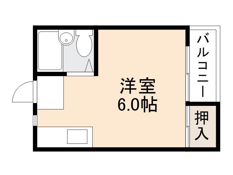 コーポ石清尾(ワンルーム/2階)の間取り写真
