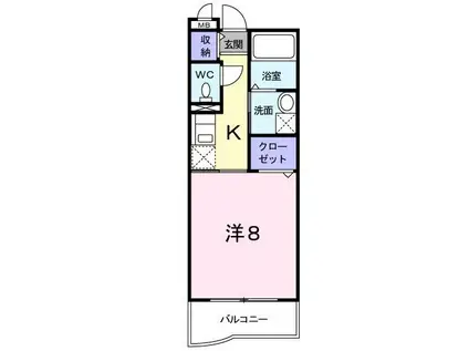 ソレイユ(1K/1階)の間取り写真