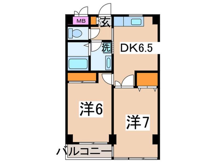 フェニックス鷺沼(2DK/3階)の間取り写真