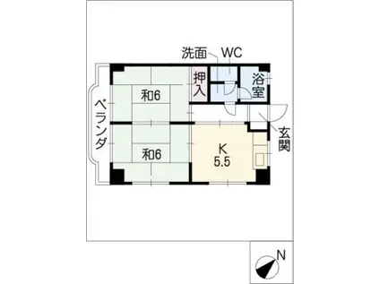 ソラールすぎうら(2K/5階)の間取り写真