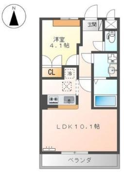 ラフィネ(1LDK/1階)の間取り写真