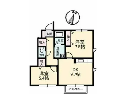 メゾン・ド・ファミーユ(2DK/1階)の間取り写真