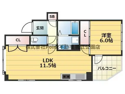 パシフィック上本町(1LDK/2階)の間取り写真