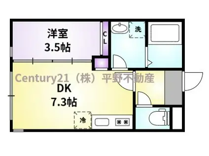 SHININGART(1DK/2階)の間取り写真